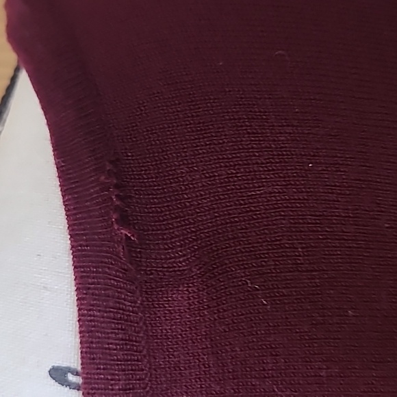 Mak Sweater burgundy button up 3/4 sleeve cardigan - Picture 3 of 4